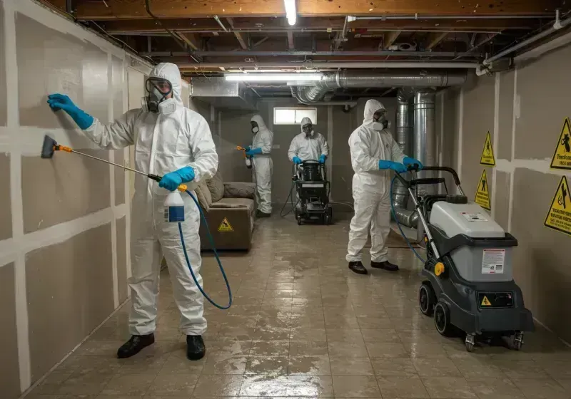 Basement Moisture Removal and Structural Drying process in Oakwood Hills, IL